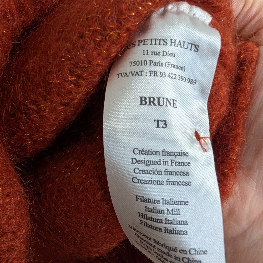Women's Rust-Red V-Neck Fuzzy Button-Front Cardigan - Picture 6 of 8